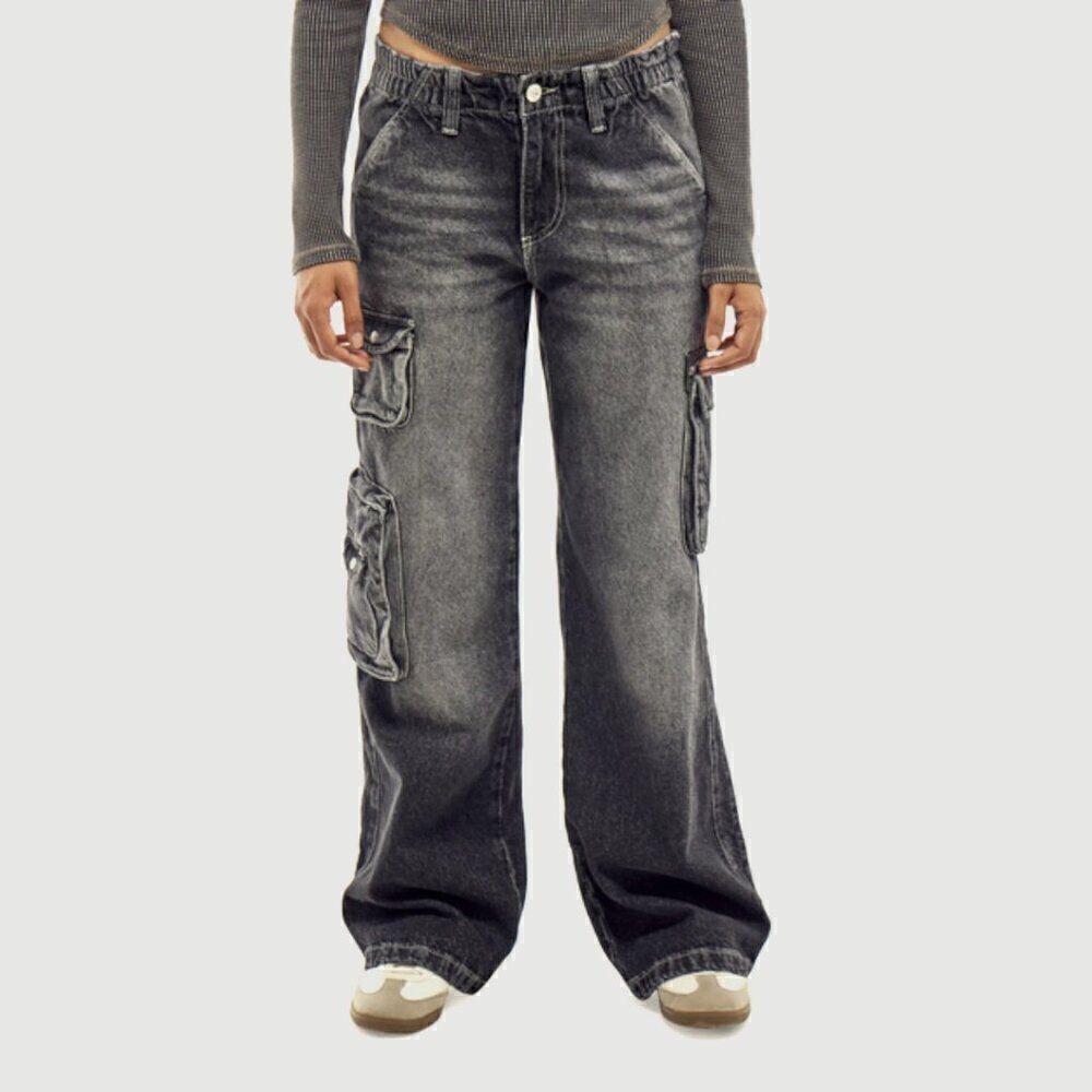 BDG Urban Outfitters Y2K Cargo Low Rise Utility Jeans in Grey Women's XL NWT